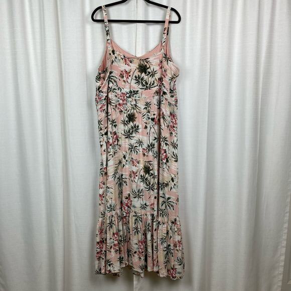 Torrid Pink&Green Tropical Print Maxi Dress Sz.4 - Picture 9 of 14